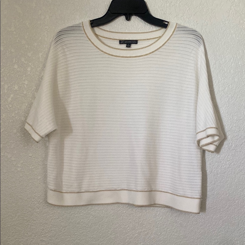 Adrianna Papell Cream Short Sleeve Top